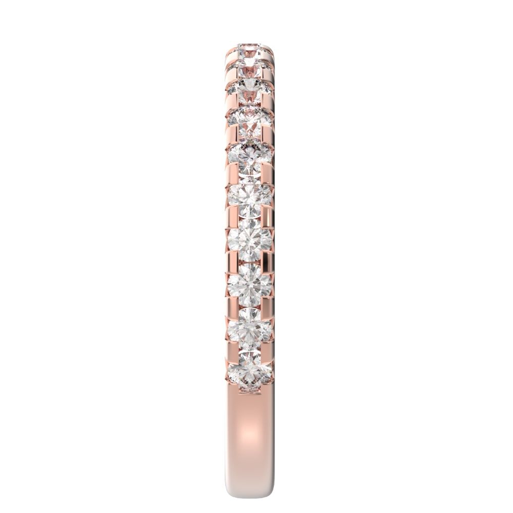 0.63Ct Round Cut Simulated Clear Diamond dainty Minimalist prong Stackable half eternity 14K / 18K Solid Rose Gold everyday wedding band
