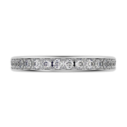 0.4 ct Round Cut Moissanite dainty Minimalist channel Stackable half eternity vintage 14K / 18K Solid White Gold everyday wedding band