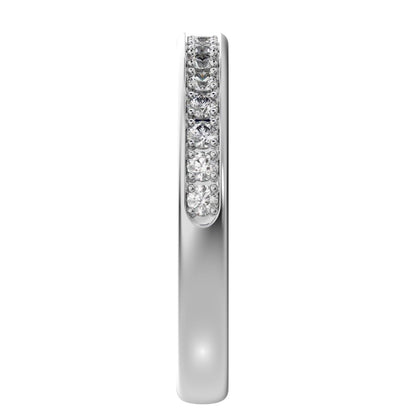 0.4 ct Round Cut Simulated Clear Diamond dainty Minimalist channel Stackable half eternity 14K / 18K Solid White Gold everyday wedding band