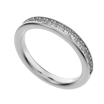 0.4 ct Round Cut Simulated Clear Diamond dainty Minimalist channel Stackable half eternity 14K / 18K Solid White Gold everyday wedding band