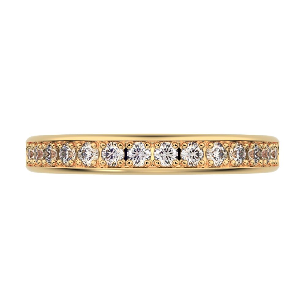 0.4 ct Round Cut Moissanite dainty Minimalist channel Stackable half eternity vintage 14K / 18K Solid Yellow Gold everyday wedding band
