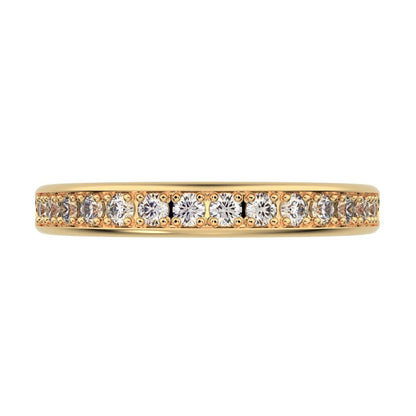 0.4 ct Round Cut Moissanite dainty Minimalist channel Stackable half eternity vintage 14K / 18K Solid Yellow Gold everyday wedding band