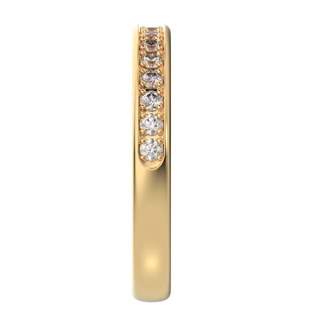 0.4 ct Round Cut Moissanite dainty Minimalist channel Stackable half eternity vintage 14K / 18K Solid Yellow Gold everyday wedding band