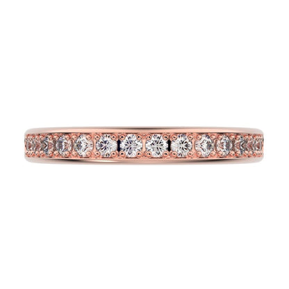 0.4 ct Round Cut Simulated Clear Diamond dainty Minimalist channel Stackable half eternity 14K / 18K Solid Rose Gold everyday wedding band