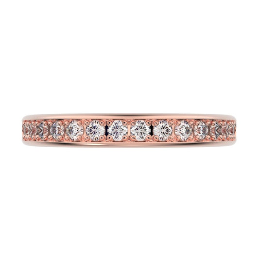 0.4 ct Round Cut Simulated Clear Diamond dainty Minimalist channel Stackable half eternity 14K / 18K Solid Rose Gold everyday wedding band