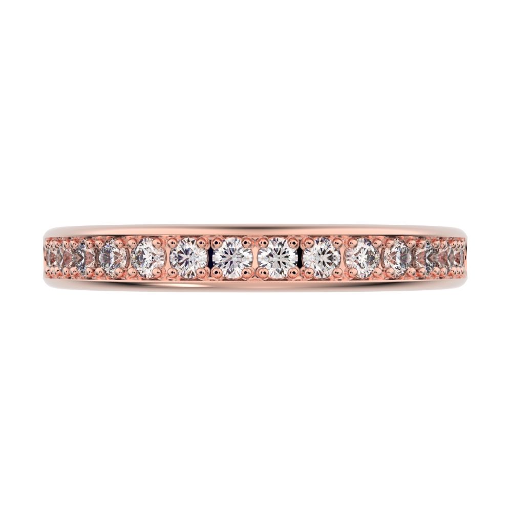 0.4 ct Round Cut Moissanite dainty Minimalist channel Stackable half eternity vintage 14K / 18K Solid Rose Gold everyday wedding band
