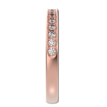 0.4 ct Round Cut Moissanite dainty Minimalist channel Stackable half eternity vintage 14K / 18K Solid Rose Gold everyday wedding band