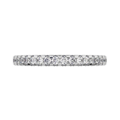 0.24Ct Round Cut Simulated Clear Diamond dainty Minimalist channel Stackable half eternity 14K / 18K Solid White Gold everyday wedding band