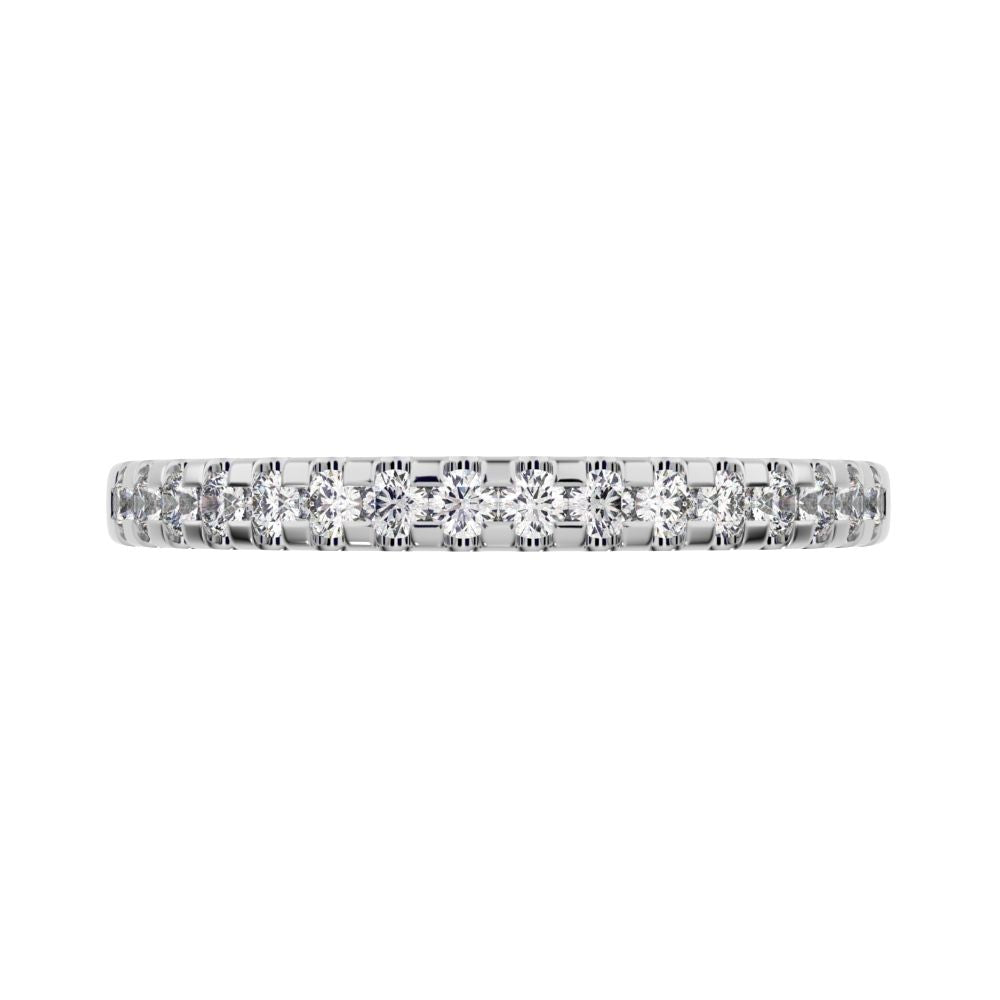 0.24 ct Round Cut Moissanite dainty Minimalist channel Stackable half eternity vintage 14K / 18K Solid White Gold everyday wedding band