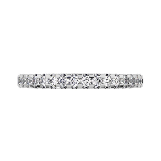 0.24 ct Round Cut Moissanite dainty Minimalist channel Stackable half eternity vintage 14K / 18K Solid White Gold everyday wedding band