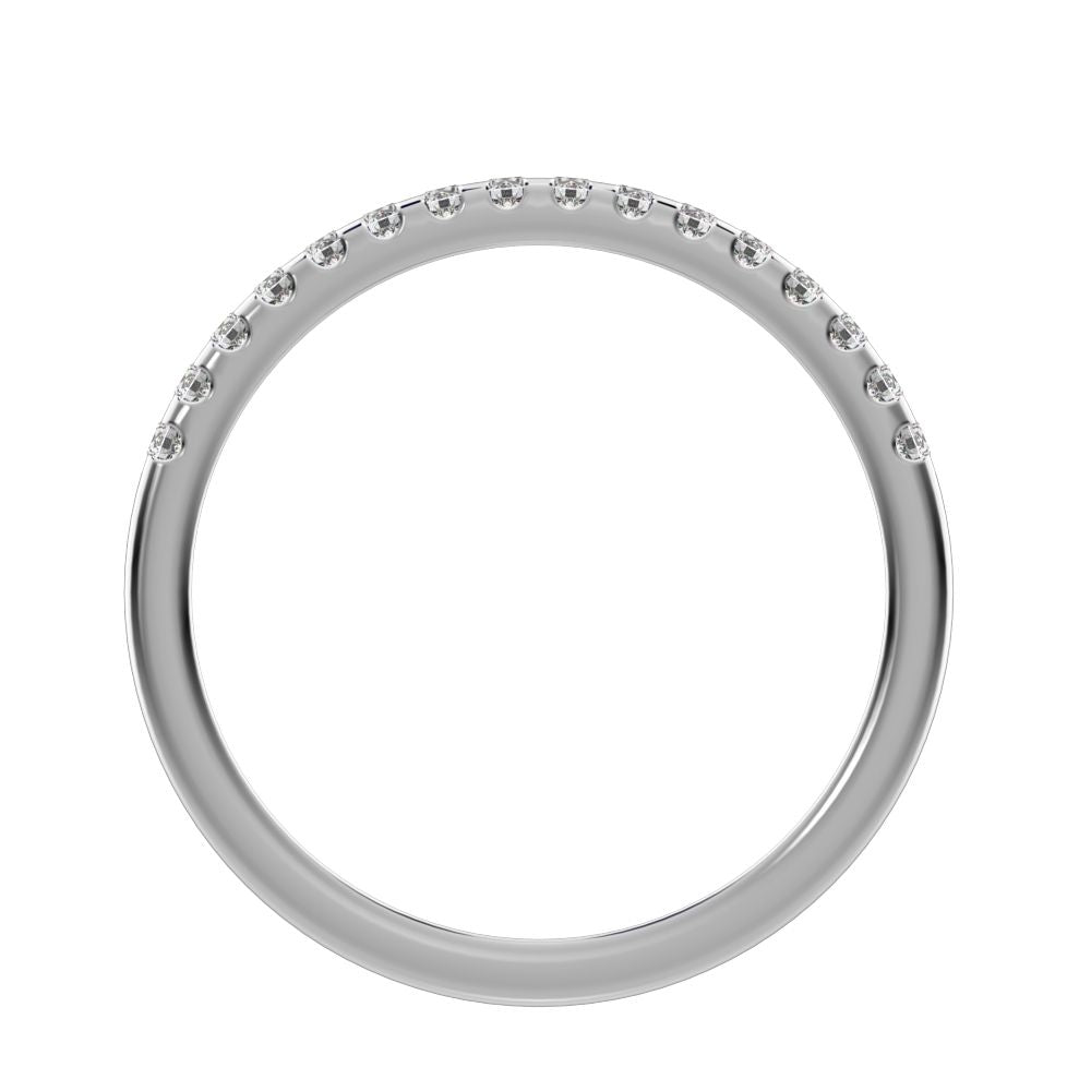 0.24Ct Round Cut Simulated Clear Diamond dainty Minimalist channel Stackable half eternity 14K / 18K Solid White Gold everyday wedding band