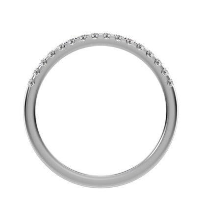 0.24 ct Round Cut Moissanite dainty Minimalist channel Stackable half eternity vintage 14K / 18K Solid White Gold everyday wedding band