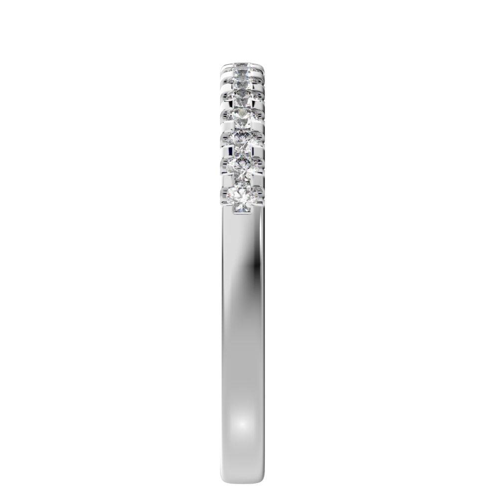 0.24 ct Round Cut Moissanite dainty Minimalist channel Stackable half eternity vintage 14K / 18K Solid White Gold everyday wedding band