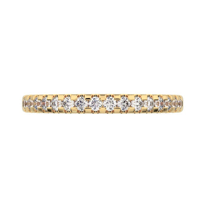 0.24Ct Round Cut Simulated Clear Diamond Minimalist channel Stackable half eternity 14K / 18K Solid Yellow Gold everyday wedding band