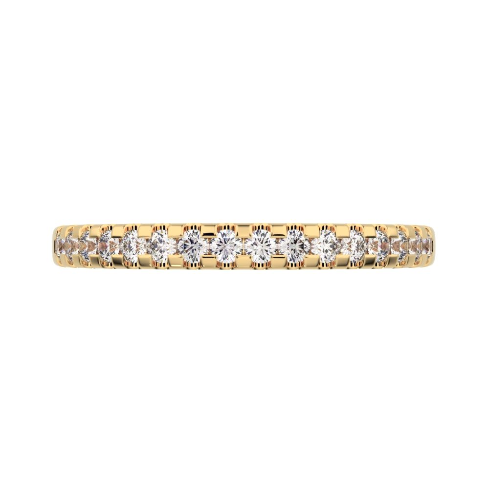 0.24 ct Round Cut Moissanite dainty Minimalist channel Stackable half eternity vintage 14K / 18K Solid Yellow Gold everyday wedding band