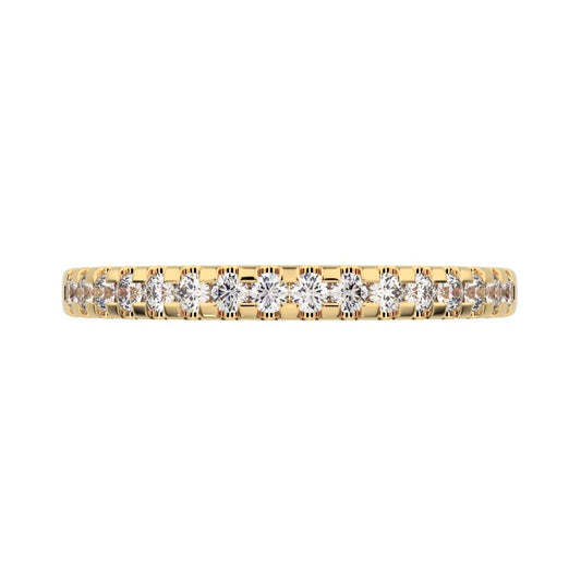0.24 ct Round Cut Moissanite dainty Minimalist channel Stackable half eternity vintage 14K / 18K Solid Yellow Gold everyday wedding band