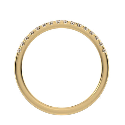 0.24Ct Round Cut Simulated Clear Diamond Minimalist channel Stackable half eternity 14K / 18K Solid Yellow Gold everyday wedding band
