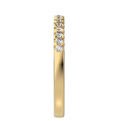 0.24Ct Round Cut Simulated Clear Diamond Minimalist channel Stackable half eternity 14K / 18K Solid Yellow Gold everyday wedding band