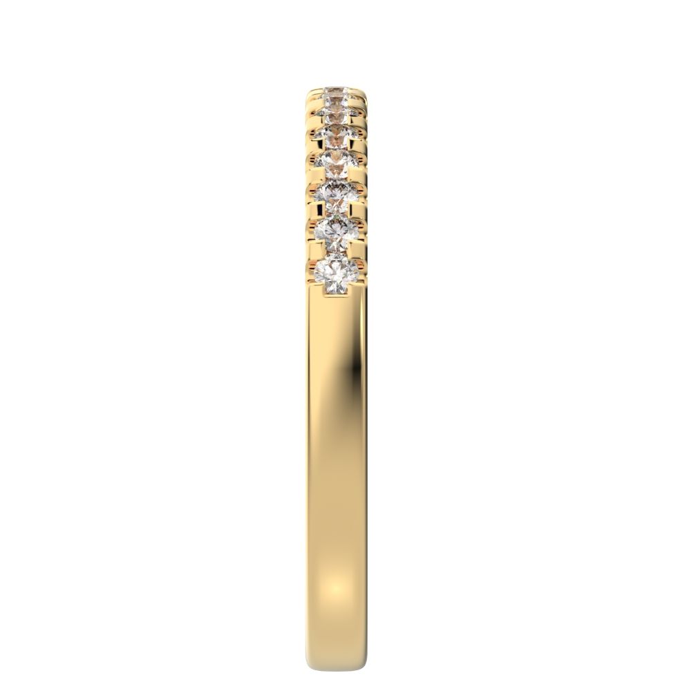 0.24 ct Round Cut Moissanite dainty Minimalist channel Stackable half eternity vintage 14K / 18K Solid Yellow Gold everyday wedding band
