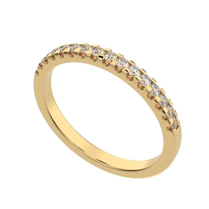 0.24 ct Round Cut Moissanite dainty Minimalist channel Stackable half eternity vintage 14K / 18K Solid Yellow Gold everyday wedding band