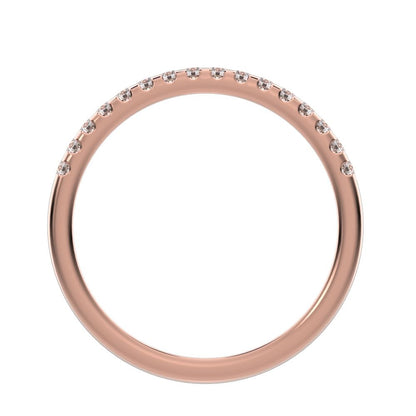 0.24 ct Round Cut Moissanite dainty Minimalist channel Stackable half eternity vintage 14K / 18K Solid Rose Gold everyday wedding band