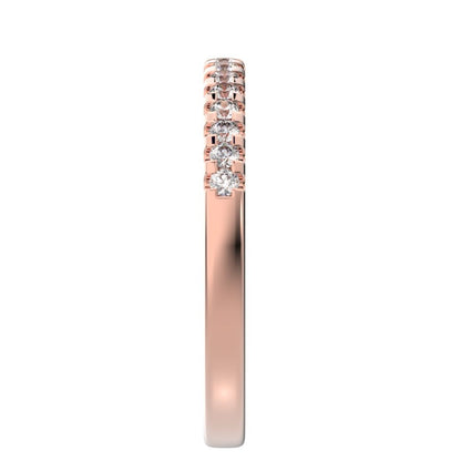 0.24 ct Round Cut Simulated Clear Diamond dainty Minimalist channel Stackable half eternity 14K / 18K Solid Rose Gold everyday wedding band