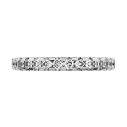0.48 ct Round Cut Moissanite dainty Minimalist channel Stackable half eternity vintage 14K / 18K Solid White Gold everyday wedding band