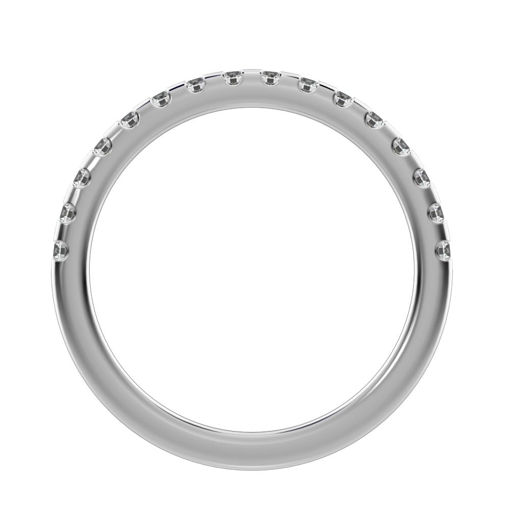 0.48 ct Round Cut Moissanite dainty Minimalist channel Stackable half eternity vintage 14K / 18K Solid White Gold everyday wedding band