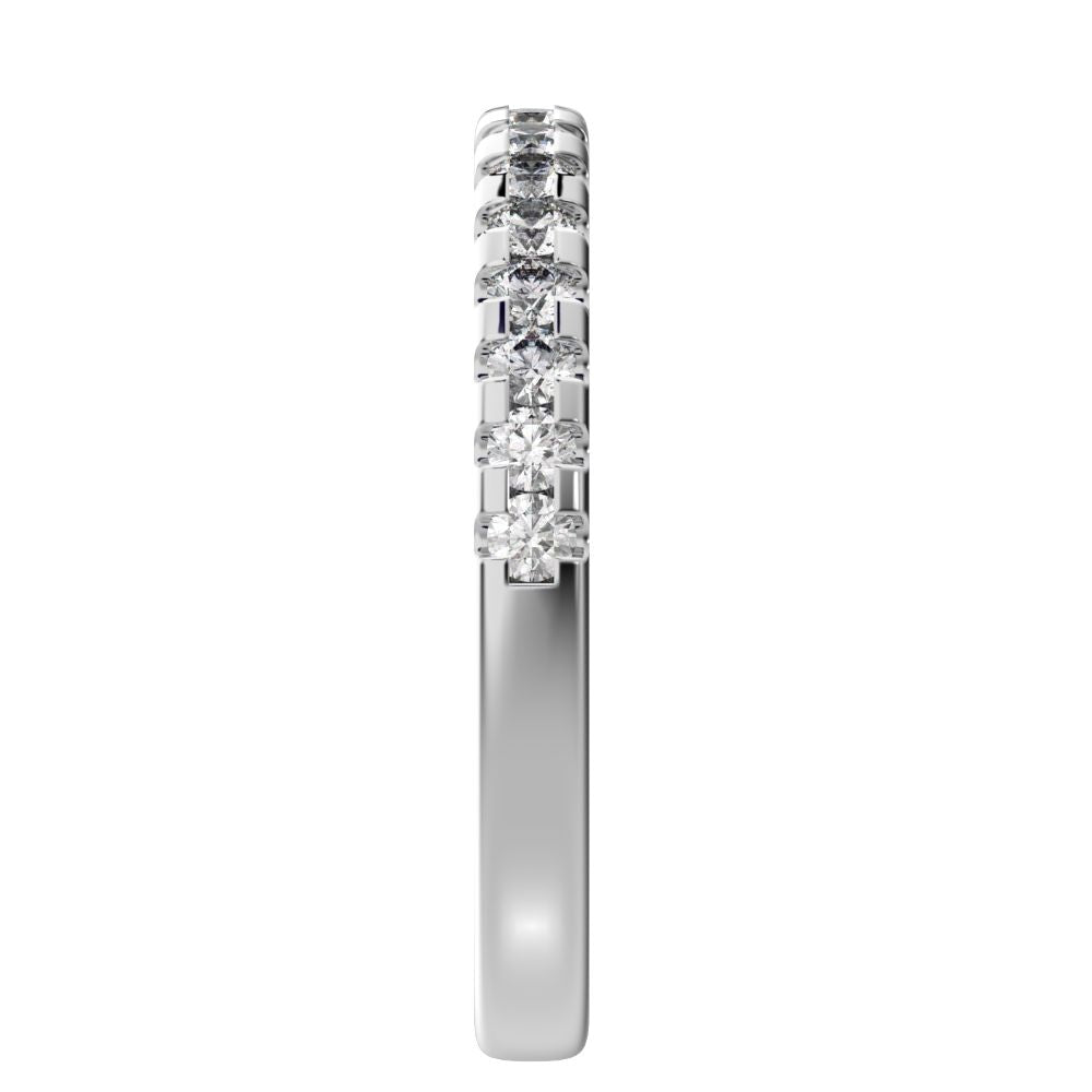 0.48Ct Round Cut Simulated Clear Diamond dainty Minimalist channel Stackable half eternity 14K / 18K Solid White Gold everyday wedding band
