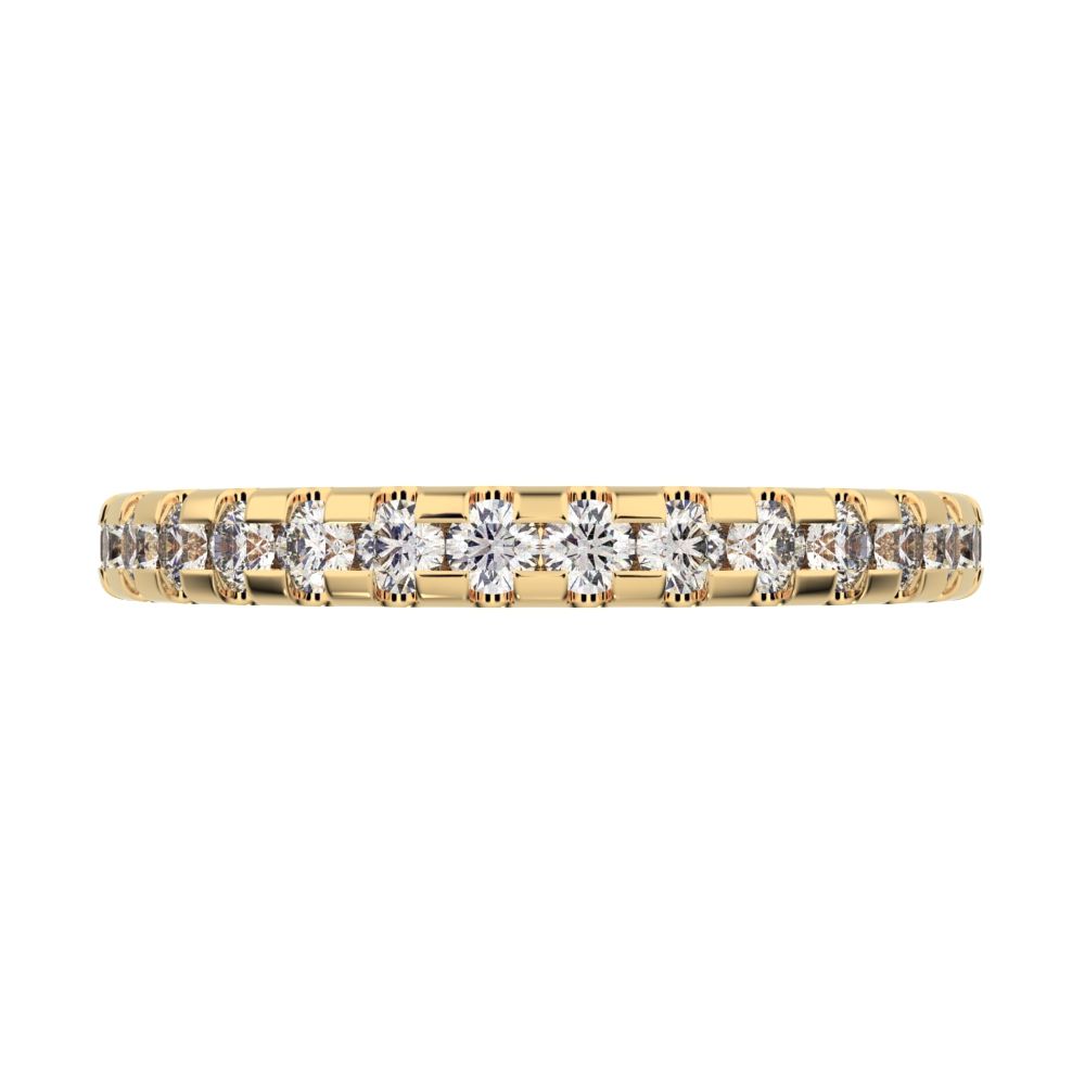 0.48 ct Round Cut Moissanite dainty Minimalist prong Stackable half eternity vintage 14K / 18K Solid Yellow Gold everyday wedding band