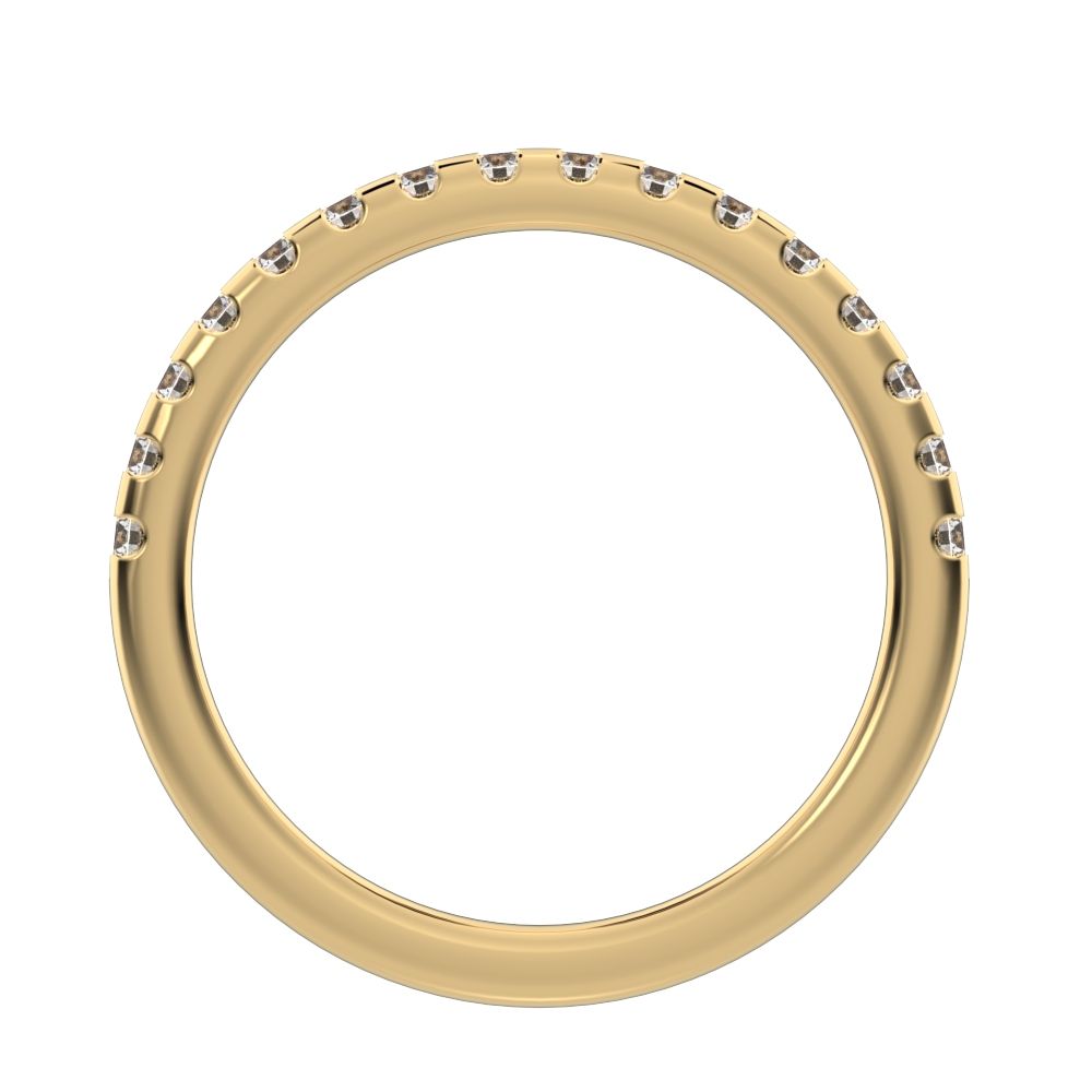 0.48 ct Round Cut Simulated Clear Diamond dainty Minimalist prong Stackable half eternity 14K / 18K Solid Yellow Gold everyday wedding band