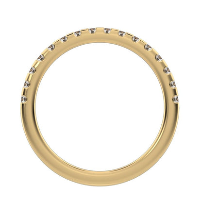 0.48 ct Round Cut Simulated Clear Diamond dainty Minimalist prong Stackable half eternity 14K / 18K Solid Yellow Gold everyday wedding band