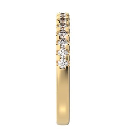 0.48 ct Round Cut Moissanite dainty Minimalist prong Stackable half eternity vintage 14K / 18K Solid Yellow Gold everyday wedding band