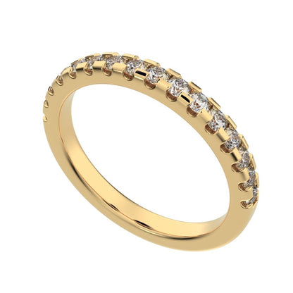0.48 ct Round Cut Moissanite dainty Minimalist prong Stackable half eternity vintage 14K / 18K Solid Yellow Gold everyday wedding band