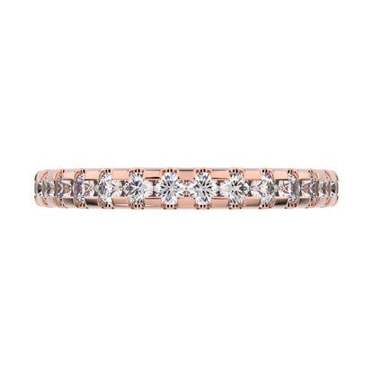 0.48 ct Round Cut Moissanite dainty Minimalist prong Stackable half eternity vintage 14K / 18K Solid Rose Gold everyday wedding band
