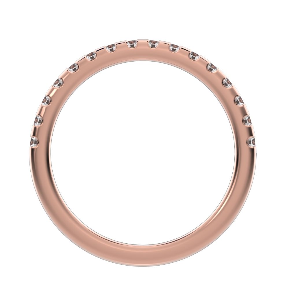 0.48 ct Round Cut Moissanite dainty Minimalist prong Stackable half eternity vintage 14K / 18K Solid Rose Gold everyday wedding band