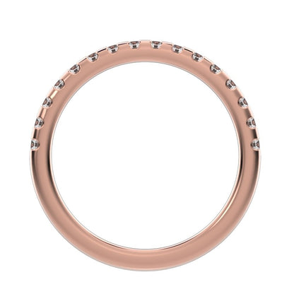 0.48 ct Round Cut Moissanite dainty Minimalist prong Stackable half eternity vintage 14K / 18K Solid Rose Gold everyday wedding band