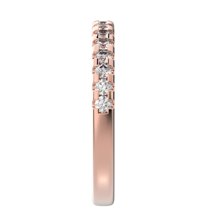 0.48 ct Round Cut Moissanite dainty Minimalist prong Stackable half eternity vintage 14K / 18K Solid Rose Gold everyday wedding band