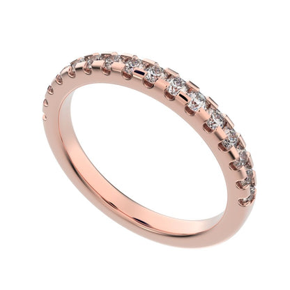 0.48 ct Round Cut Moissanite dainty Minimalist prong Stackable half eternity vintage 14K / 18K Solid Rose Gold everyday wedding band