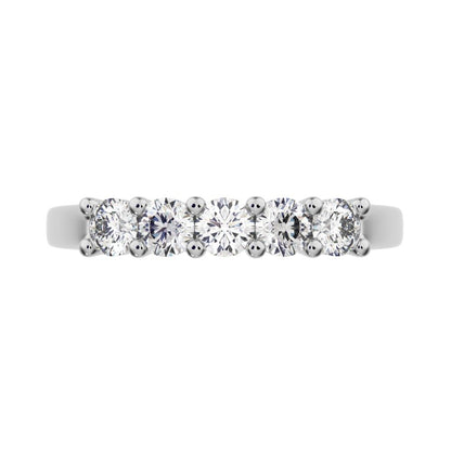 0.55 ct Round Cut Moissanite dainty Minimalist prong Stackable half eternity vintage 14K / 18K Solid White Gold everyday wedding band