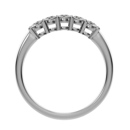 0.55 ct Round Cut Moissanite dainty Minimalist prong Stackable half eternity vintage 14K / 18K Solid White Gold everyday wedding band
