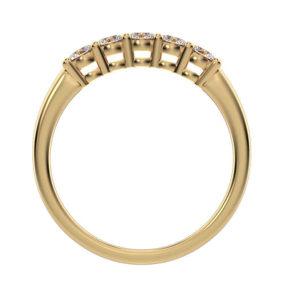 0.55 ct Round Cut Moissanite dainty Minimalist prong Stackable half eternity vintage 14K / 18K Solid Yellow Gold everyday wedding band