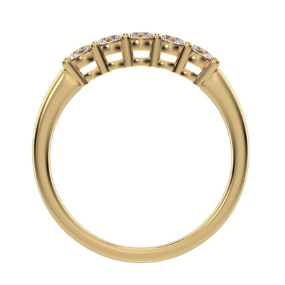 0.55 ct Round Cut Moissanite dainty Minimalist prong Stackable half eternity vintage 14K / 18K Solid Yellow Gold everyday wedding band