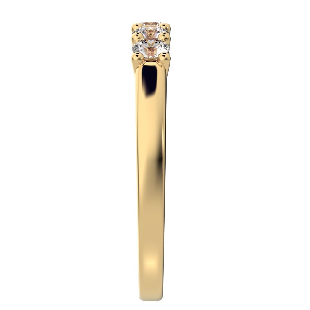 0.55 ct Round Cut Moissanite dainty Minimalist prong Stackable half eternity vintage 14K / 18K Solid Yellow Gold everyday wedding band