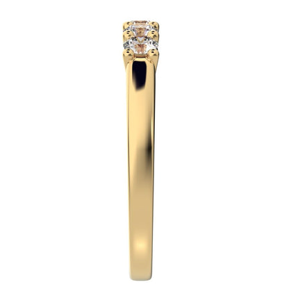 0.55 ct Round Cut Moissanite dainty Minimalist prong Stackable half eternity vintage 14K / 18K Solid Yellow Gold everyday wedding band