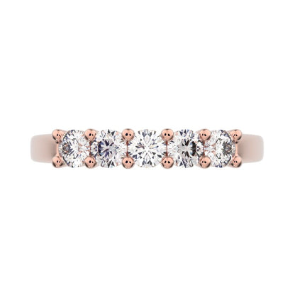 0.55 ct Round Cut Moissanite dainty Minimalist prong Stackable half eternity vintage 14K / 18K Solid Rose Gold everyday wedding band