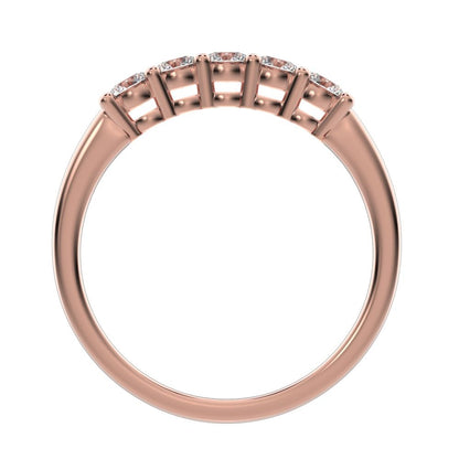 0.55Ct Round Cut Simulated Clear Diamond dainty Minimalist prong Stackable half eternity 14K / 18K Solid Rose Gold everyday wedding band