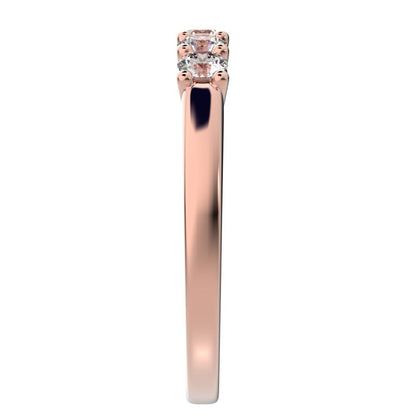0.55Ct Round Cut Simulated Clear Diamond dainty Minimalist prong Stackable half eternity 14K / 18K Solid Rose Gold everyday wedding band