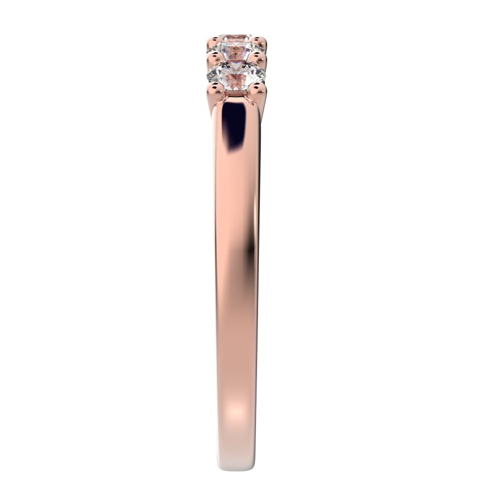 0.55 ct Round Cut Moissanite dainty Minimalist prong Stackable half eternity vintage 14K / 18K Solid Rose Gold everyday wedding band
