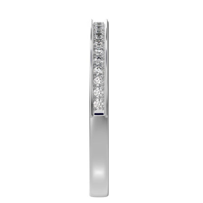 0.23 ct Round Cut Moissanite dainty Minimalist channel Stackable half eternity vintage 14K / 18K Solid White Gold everyday wedding band